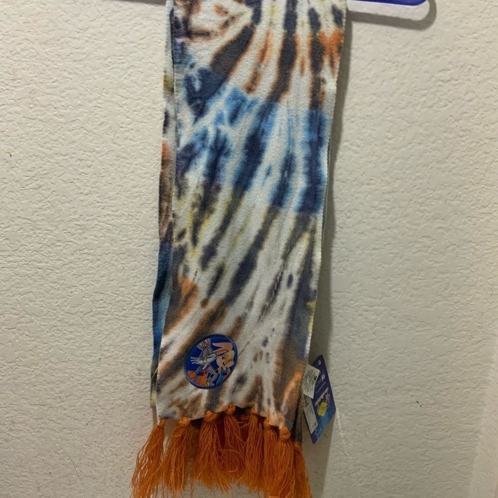 Space jam A New Legacy Soft Knit Winter Scarf Tassels Tie Dye Warner Bros WB